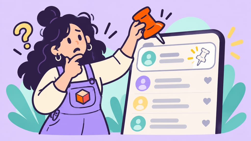 A cartoon creator tries to pin a speech bubble to a comment board.